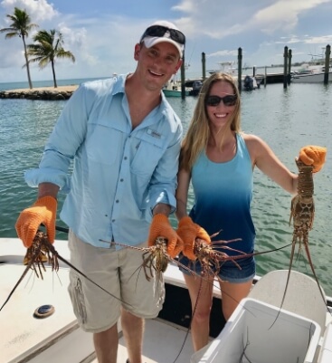 Doctors Ariel and Eric Heisser lobster fishing